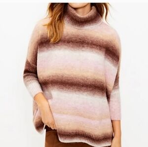 Loft Ombre Turtleneck Poncho Sweater Size Medium/Large